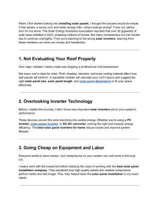 5 Costly Mistakes to Avoid Before Installing Solar Panels