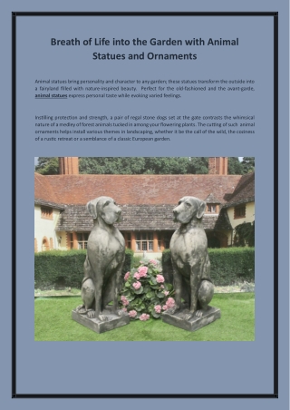 Breath of Life into the Garden with Animal Statues and Ornaments