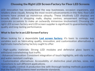 Choosing the Right LED Screen Factory for Floor LED Screens