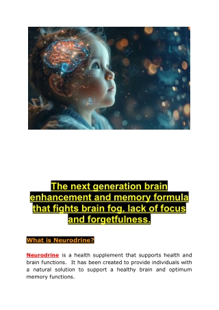 Neurodrine is a health supplement that supports health and brain functions.