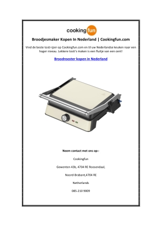 Broodjesmaker Kopen In Nederland | Cookingfun.com