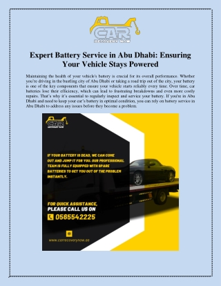 Expert Battery Service in Abu Dhabi Ensuring Your Vehicle Stays Powered