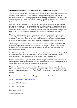 Full Stack Software Training in Nagercoil