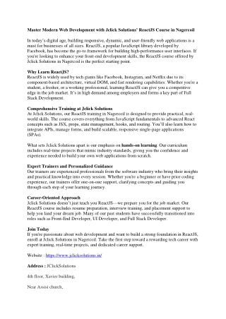 Reactjs Course in nagercoil