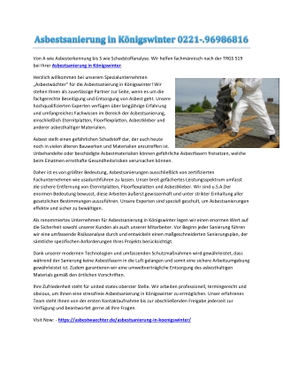 Asbestsanierung in Königswinter 0221-.96986816