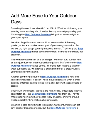 Add More Ease to Your Outdoor Days