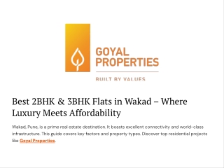 Best 2BHK & 3BHK Flats in Wakad – Where Luxury Meets Affordability | Pune