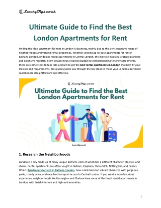 Ultimate Guide to Find the Best London Apartments for Rent