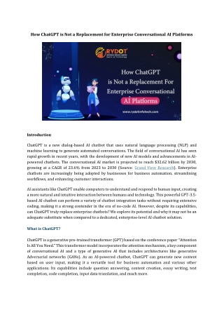 How ChatGPT is Not a Replacement for Enterprise Conversational AI Platforms