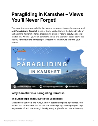 Paragliding in Kamshet – Views You’ll Never Forget!