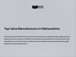 Top Valve Manufacturers in Maharashtra | Unison Valves
