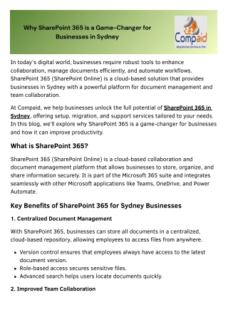 Why SharePoint 365 is a Game-Changer for Businesses in Sydney