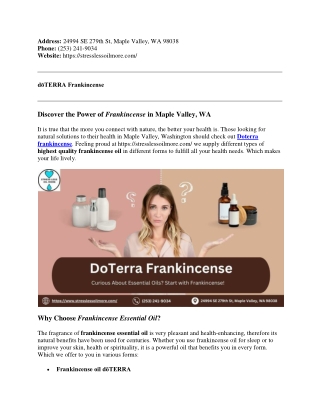 Authentic DoTERRA Frankincense Essential Oil