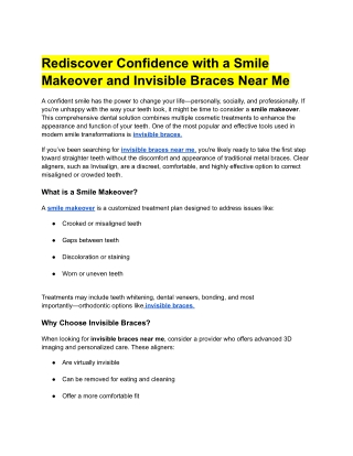 Rediscover Confidence with a Smile Makeover and Invisible Braces Near Me (Norcross)
