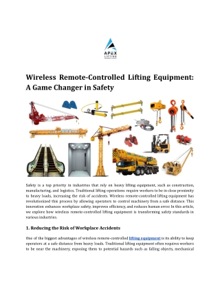 Wireless Remote-Controlled Lifting Equipment_ A Game Changer in Safety