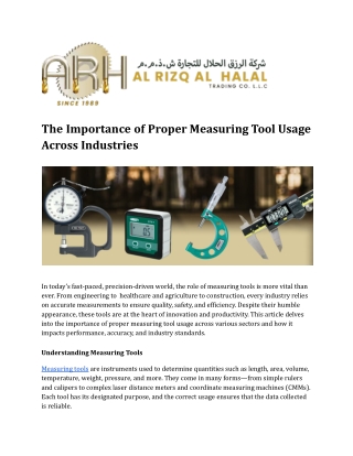 The Importance of Proper Measuring Tool Usage Across Industries