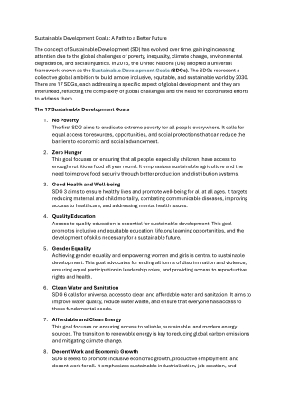 Sustainable Development Goals A Path to a Better Future