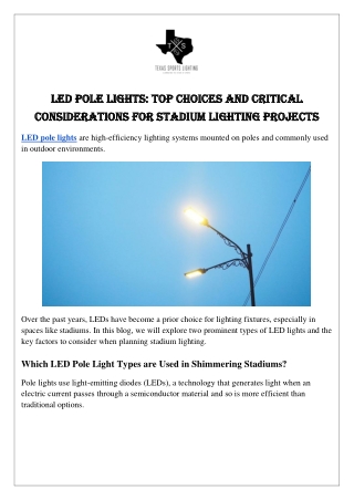 LED Pole Lights: Top Choices and Critical Considerations for Stadium Lighting Pr