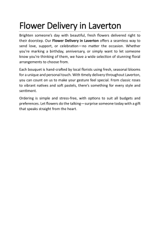 Flower Delivery in Laverton