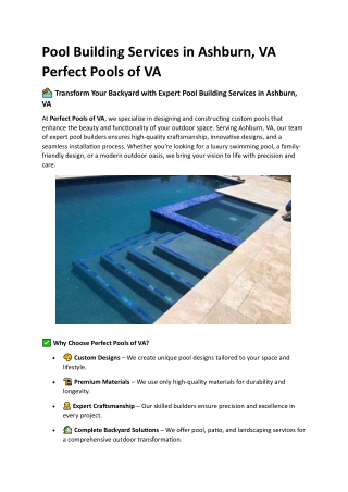 Expert Pool Building Services, in Ashburn, VA