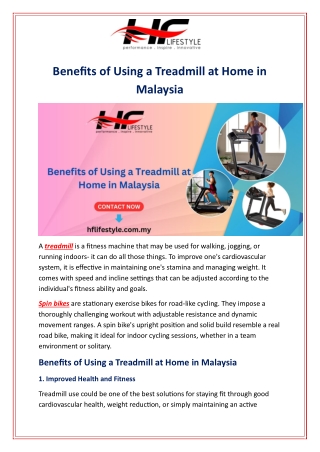 Benefits of Using a Treadmill at Home in Malaysia
