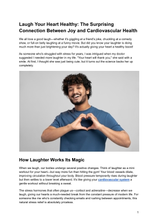Laugh Your Heart Healthy_ The Surprising Connection Between Joy and Cardiovascular Health