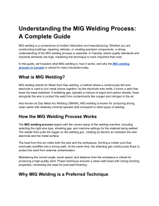Understanding the MIG Welding Process_ A Complete Guide