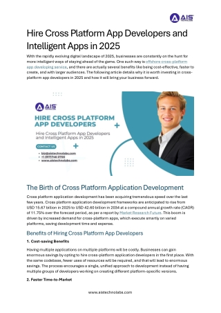 Hire Cross Platform App Developers and Intelligent Apps in 2025