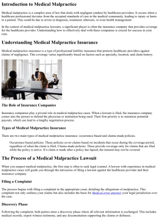 Dealing with Insurance Companies in Medical Malpractice Lawsuits