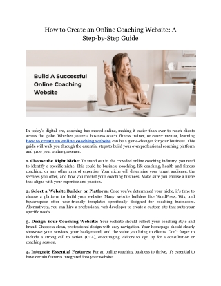How to Create an Online Coaching Website - A Step-by-Step Guide