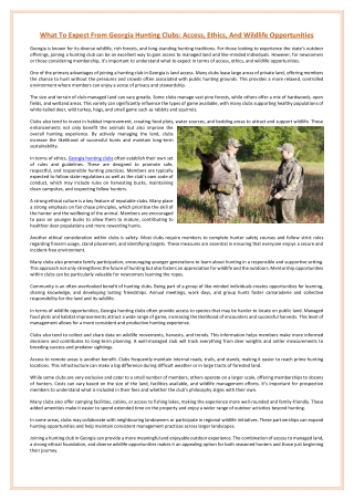 What To Expect From Georgia Hunting Clubs Access, Ethics, And Wildlife Opportunities
