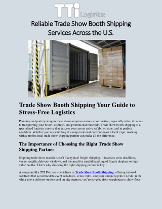Reliable Trade Show Booth Shipping Services Across the U
