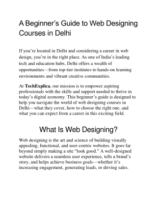 Web designing courses in Delhi