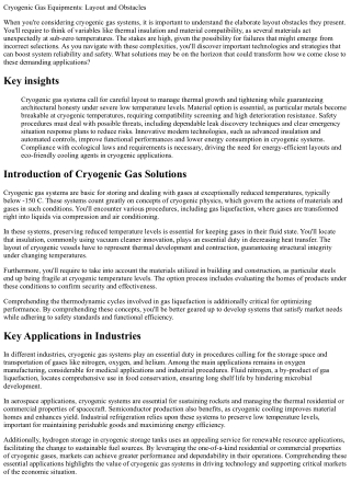 Cryogenic Gas Equipments: Design and Obstacles
