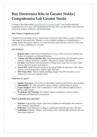 Buy electronics kits in Greater Noida Computronics Lab Greater Noida