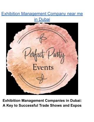 Exhibition Management Company near me in Dubai