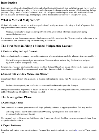 The Legal Process of Filing a Medical Malpractice Lawsuit