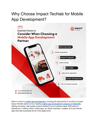 Why Choose Impact Techlab for Mobile App Development?