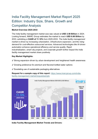 India Facility Management Market Report 2025  Edition: Industry Size, Share 2033
