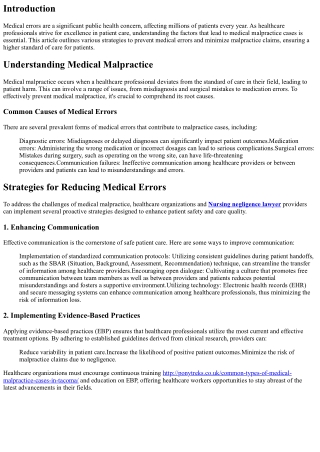 Preventing Medical Errors: Strategies to Reduce Malpractice Cases