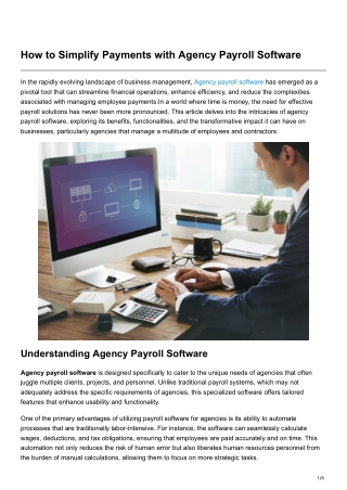 How to Simplify Payments with Agency PayrollSoftware