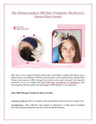 The Ultimate Guide to PRP Hair Treatment: The Secret to Natural Hair Growth