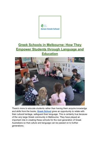 Greek Schools in Melbourne_ How They Empower Students through Language