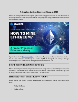A Complete Guide to Ethereum Mining in 2025