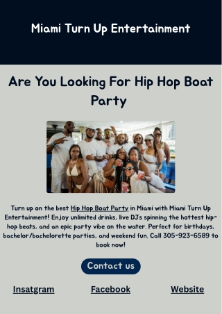 Hip Hop Boat Party – Miami Turn Up Entertainment