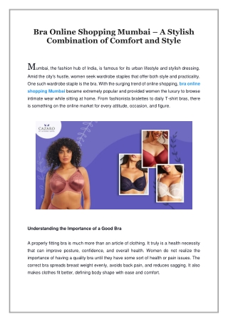 Bra Online Shopping Mumbai – A Stylish Combination of Comfort and Style