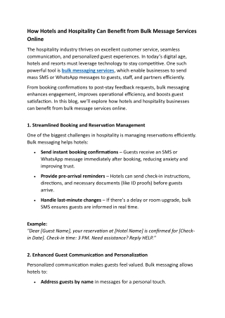 How Hotels and Hospitality Can Benefit from Bulk Message Services Online