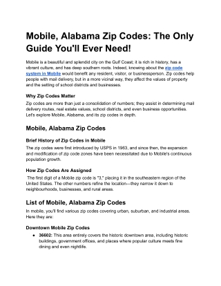 Mobile Alabama Zip Codes- The Only Guide You'll Ever Need