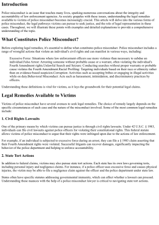 Understanding Legal Remedies for Police Misconduct Victims