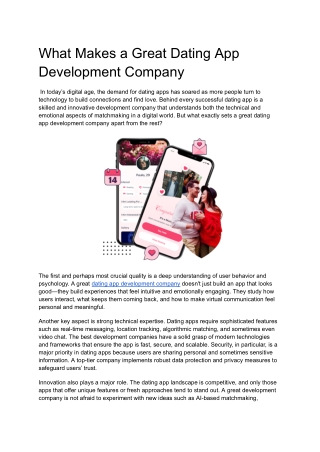 What Makes a Great Dating App Development Company